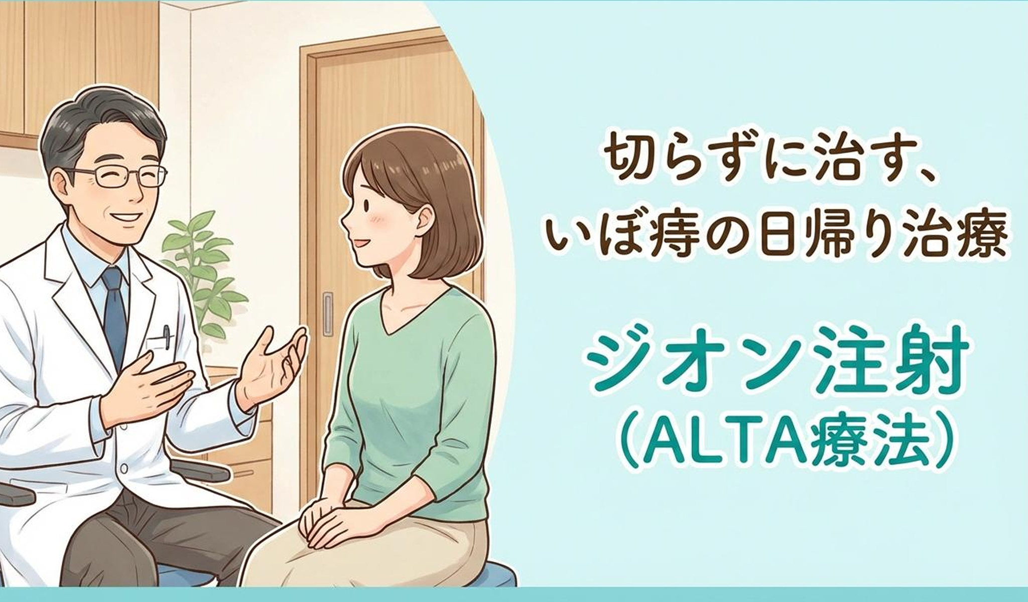 切らずに治す、いぼ痔の日帰り治療「ジオン注射（ALTA療法）」